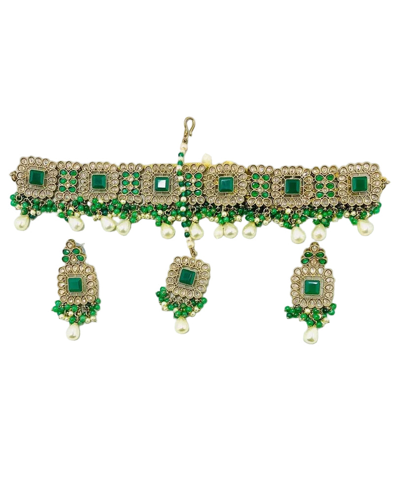 Green Kundan Choker Set