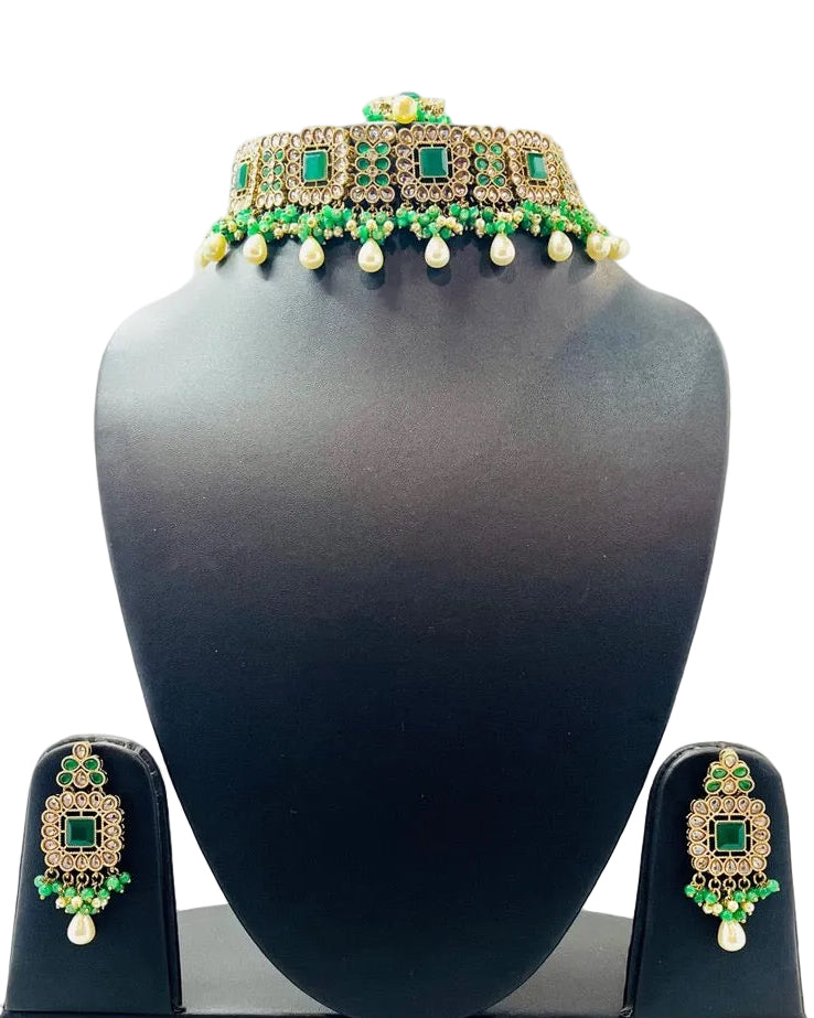 Green Kundan Choker Set