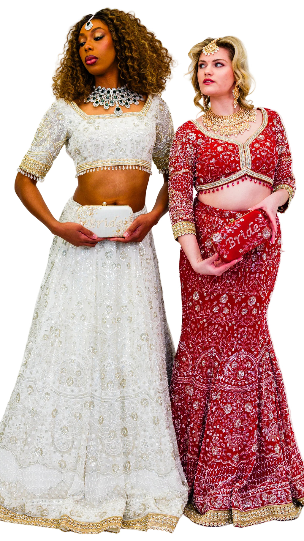 White Gold-Beaded Bridal Lehnga