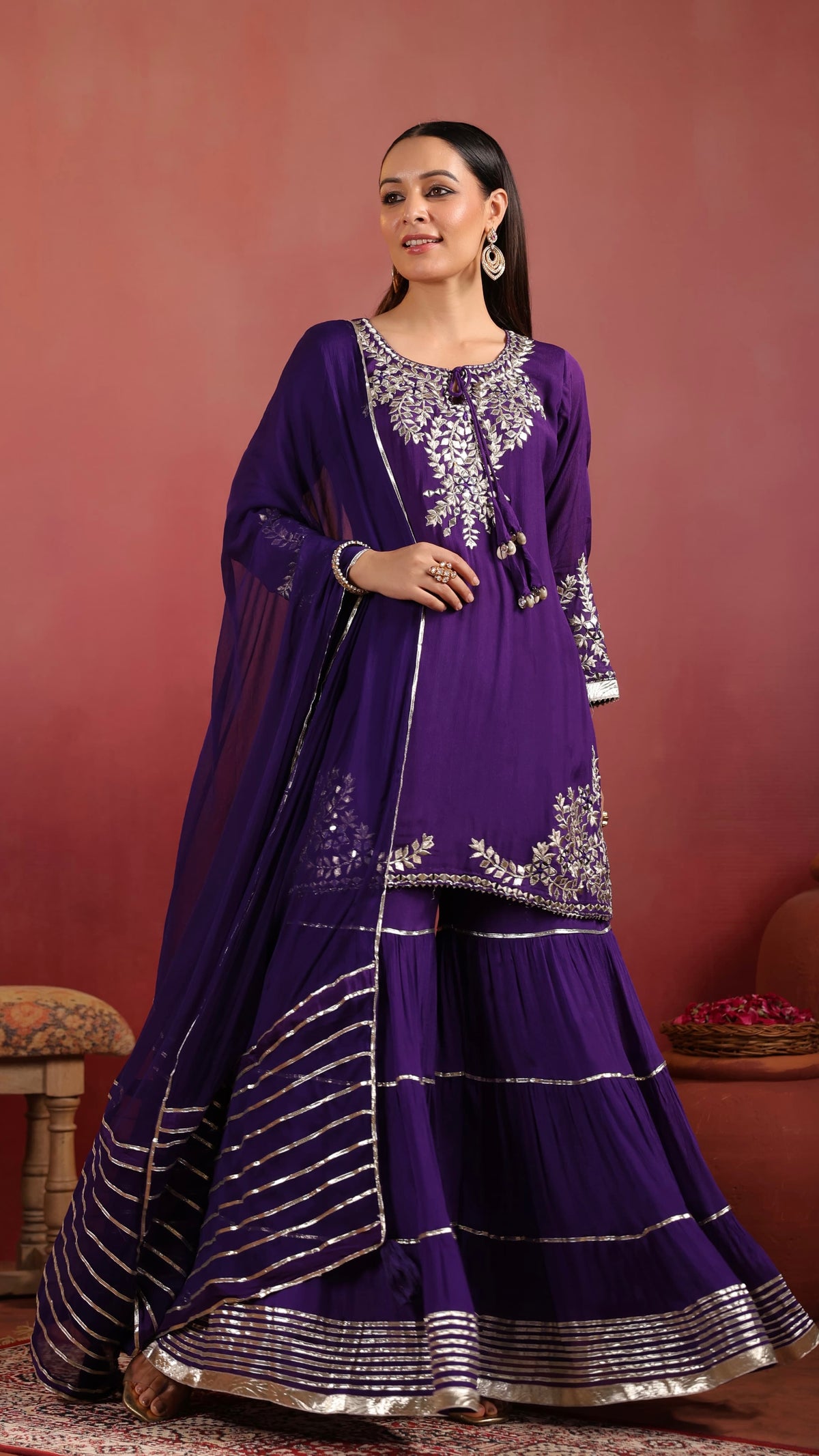Purple Sharara Set