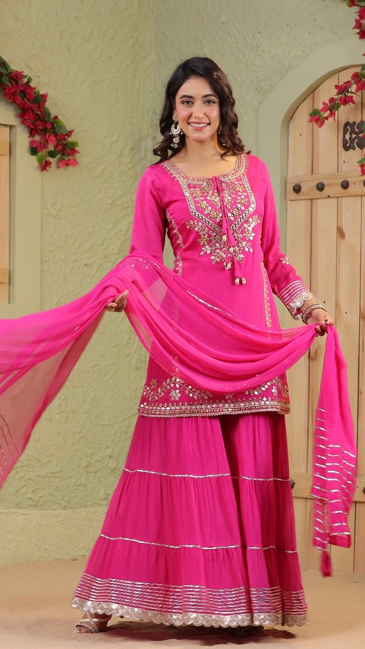 Dark Pink Sharara Set
