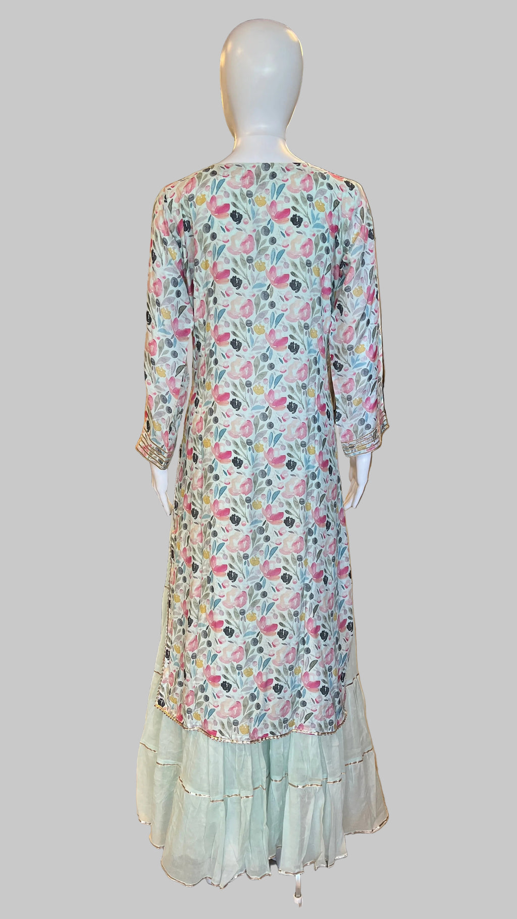 Sky-Blue Floral Gown Set