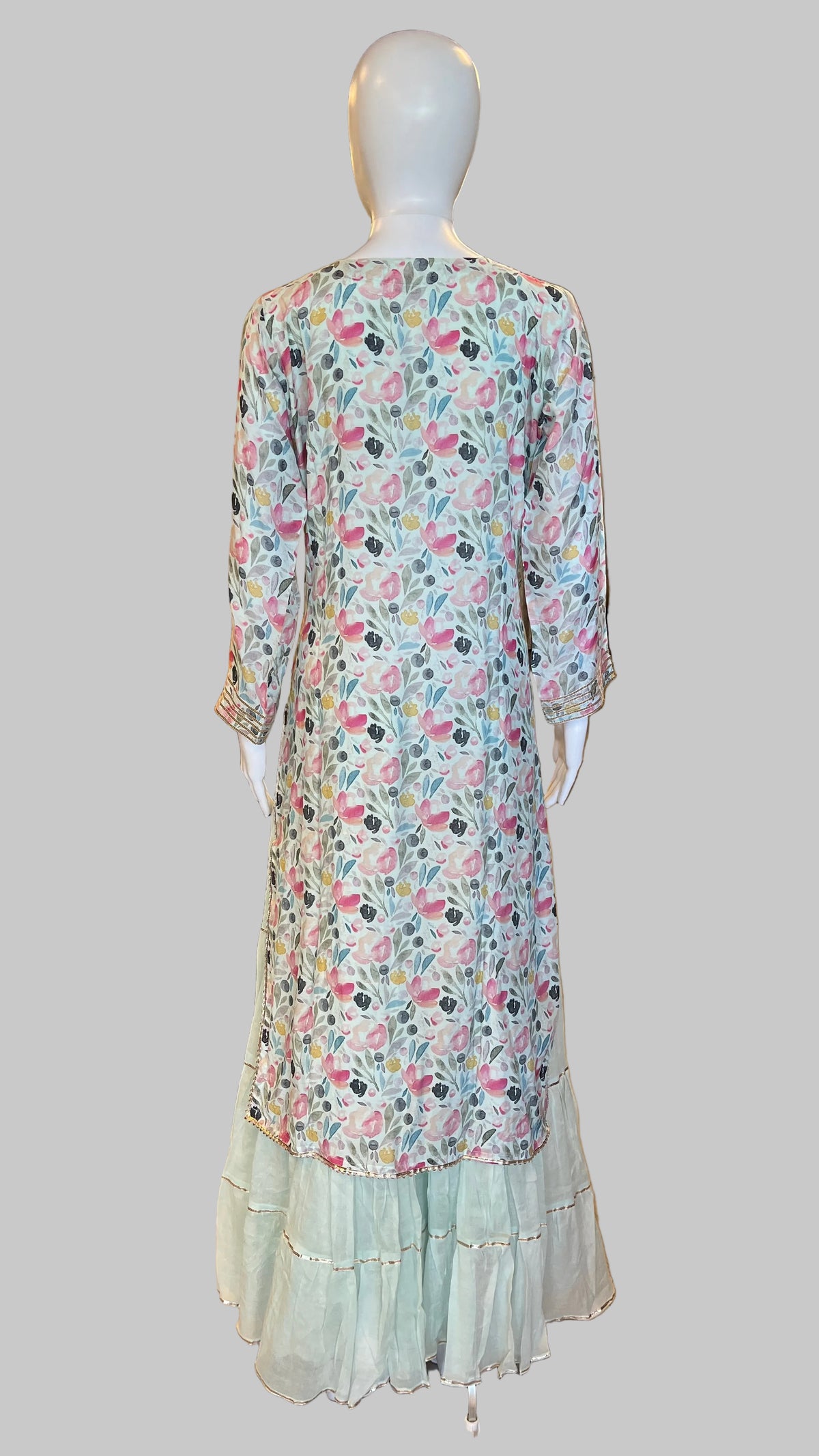 Sky-Blue Floral Gown Set