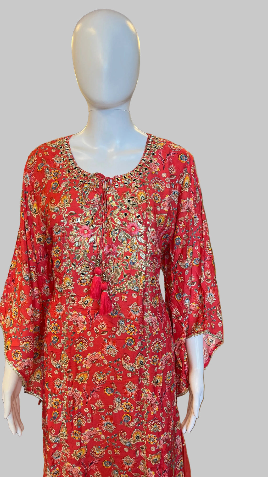 Orange Floral Gown Set