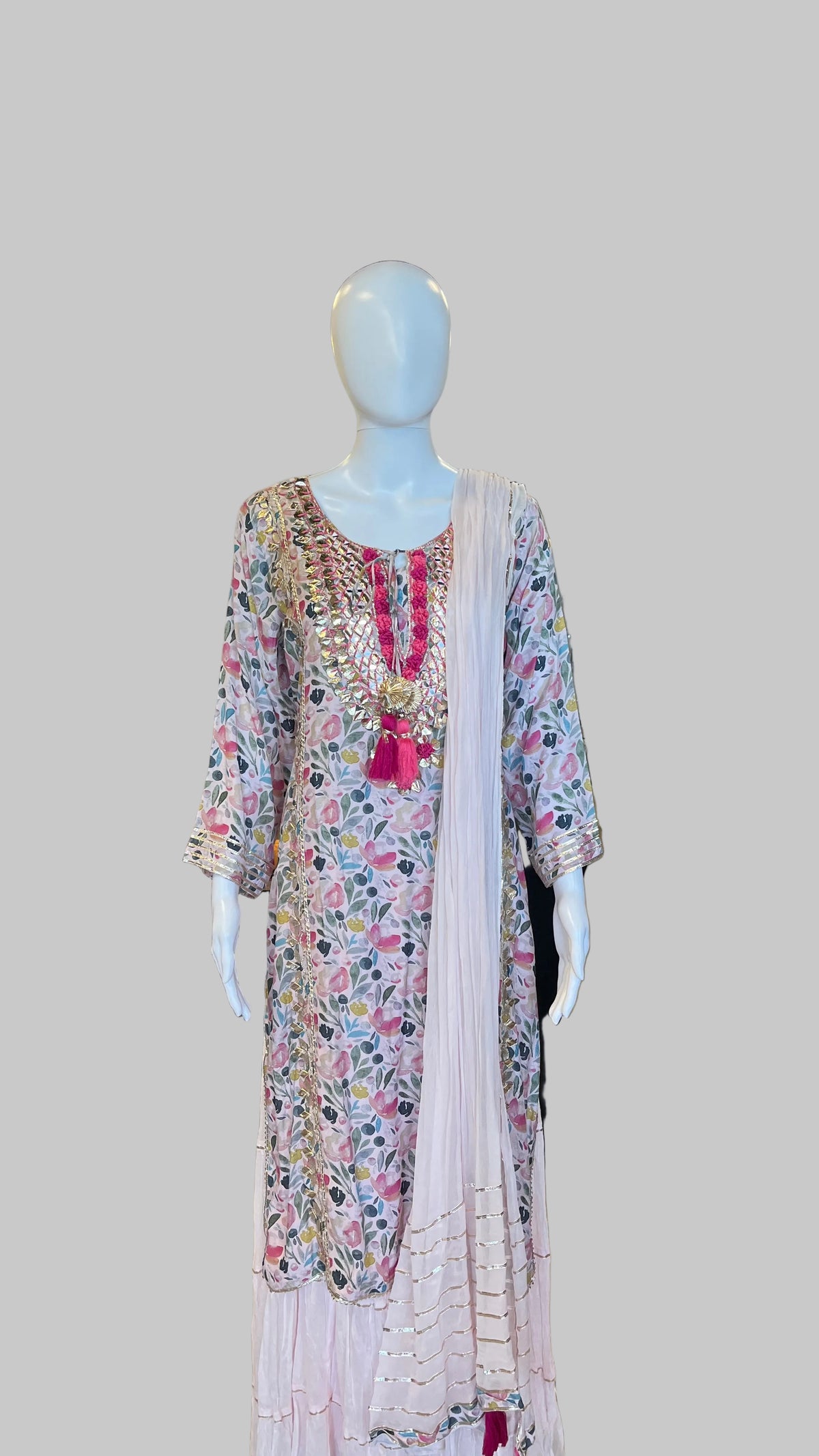 Pink Floral Gown Set