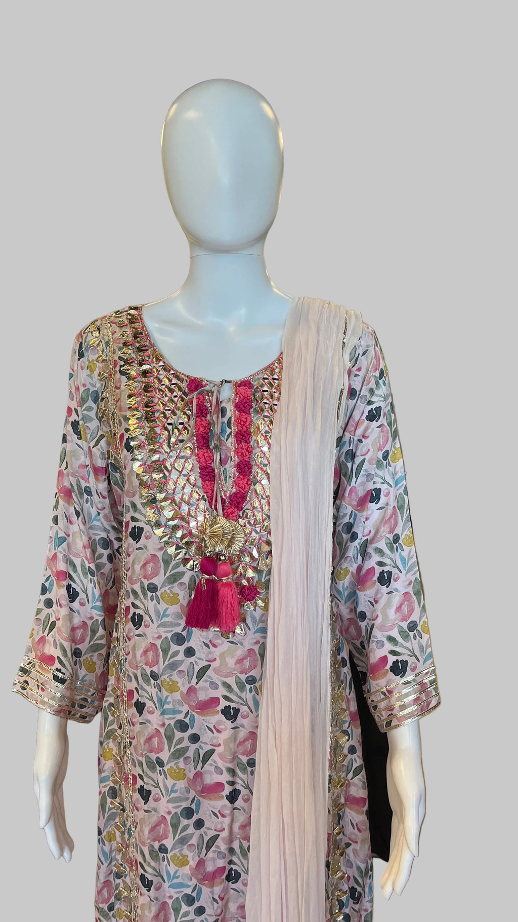 Pink Floral Gown Set