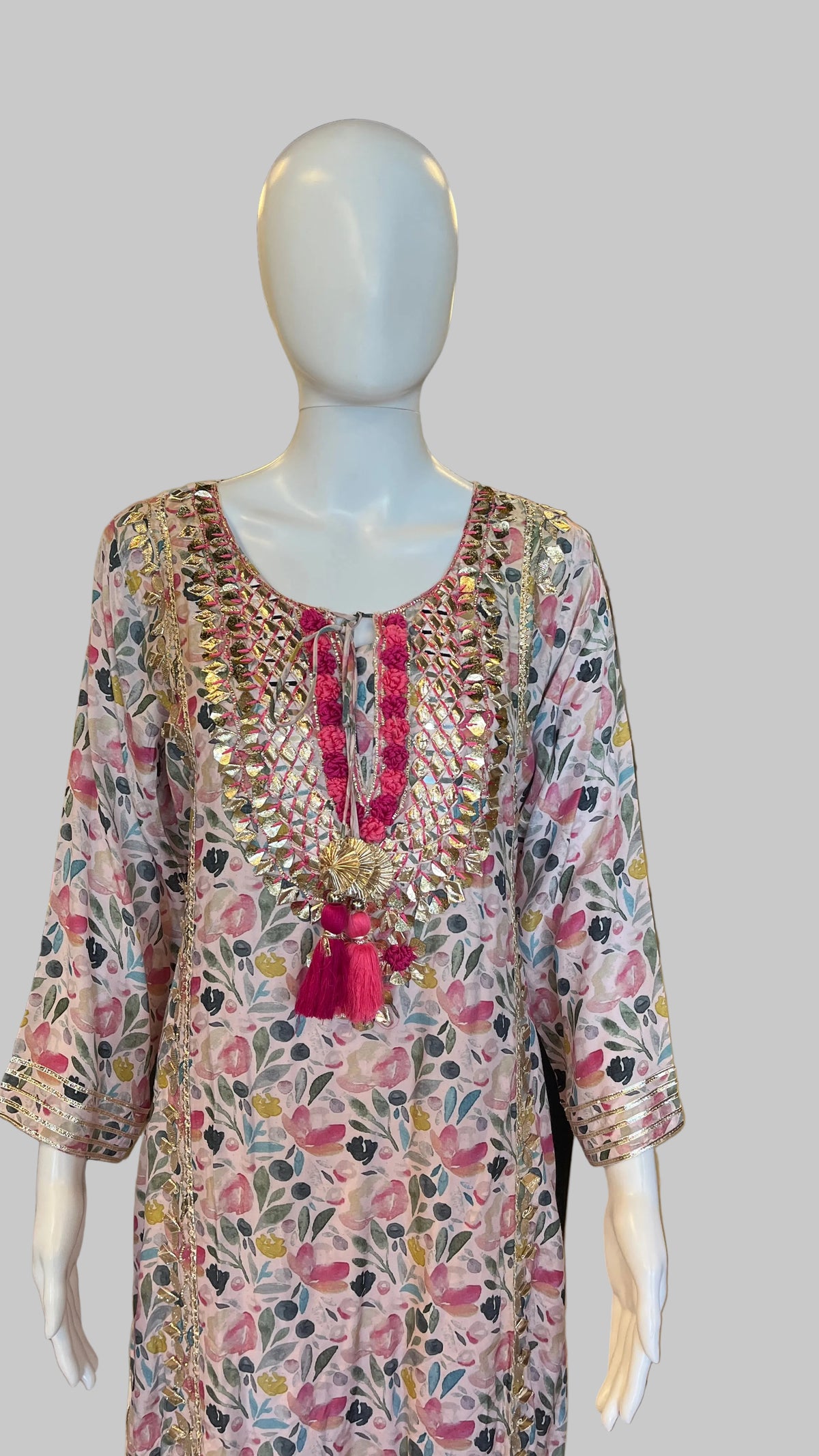 Pink Floral Gown Set