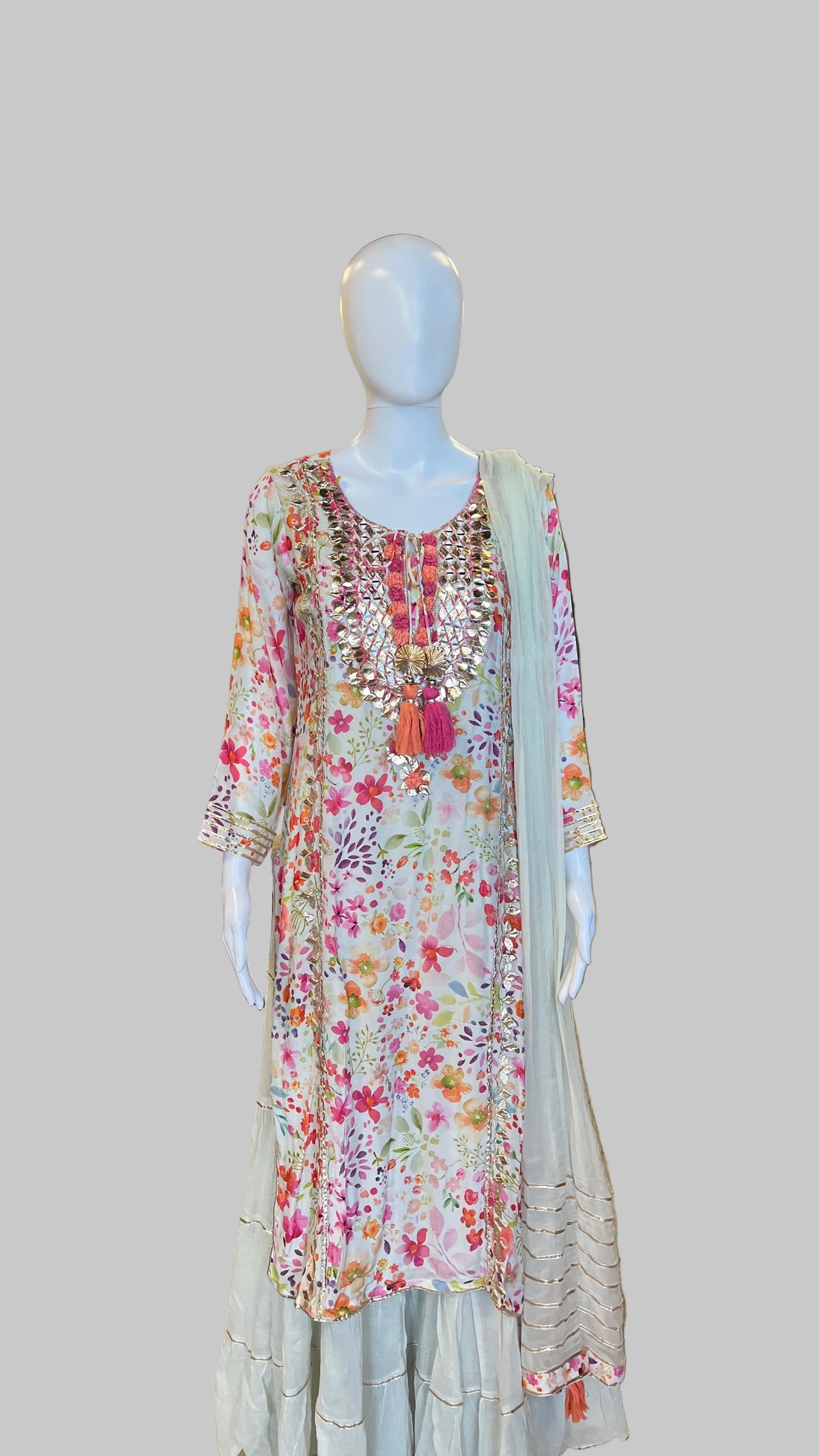 Mint Green Floral Gown Set