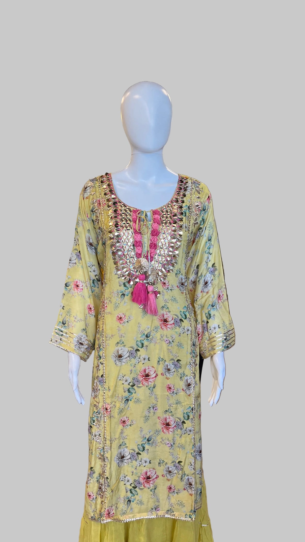 Yellow Floral Gown Set