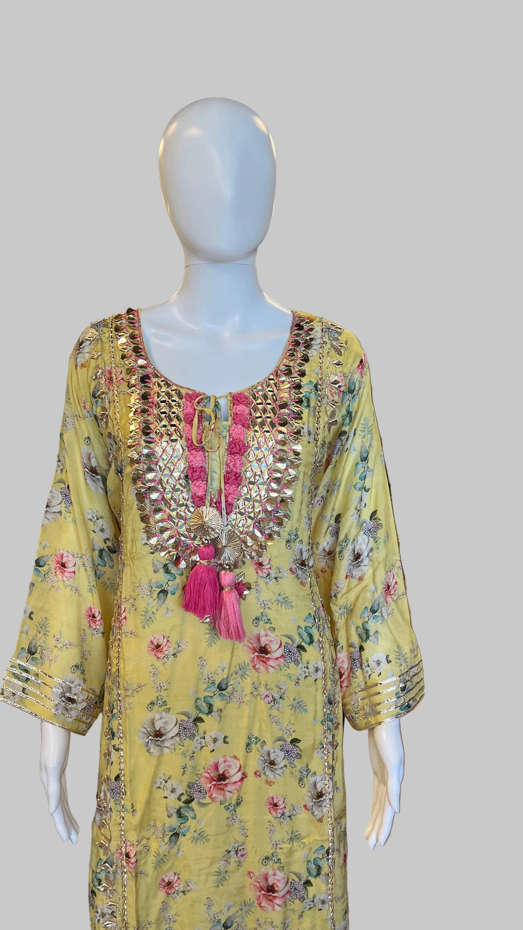 Yellow Floral Gown Set