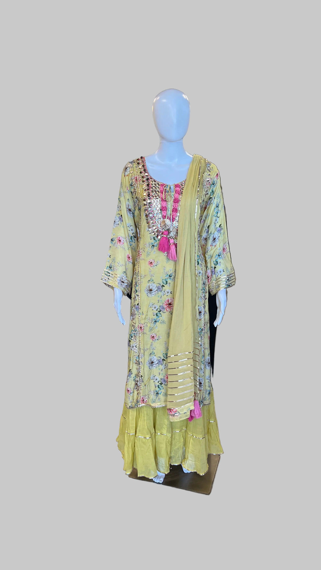 Yellow Floral Gown Set