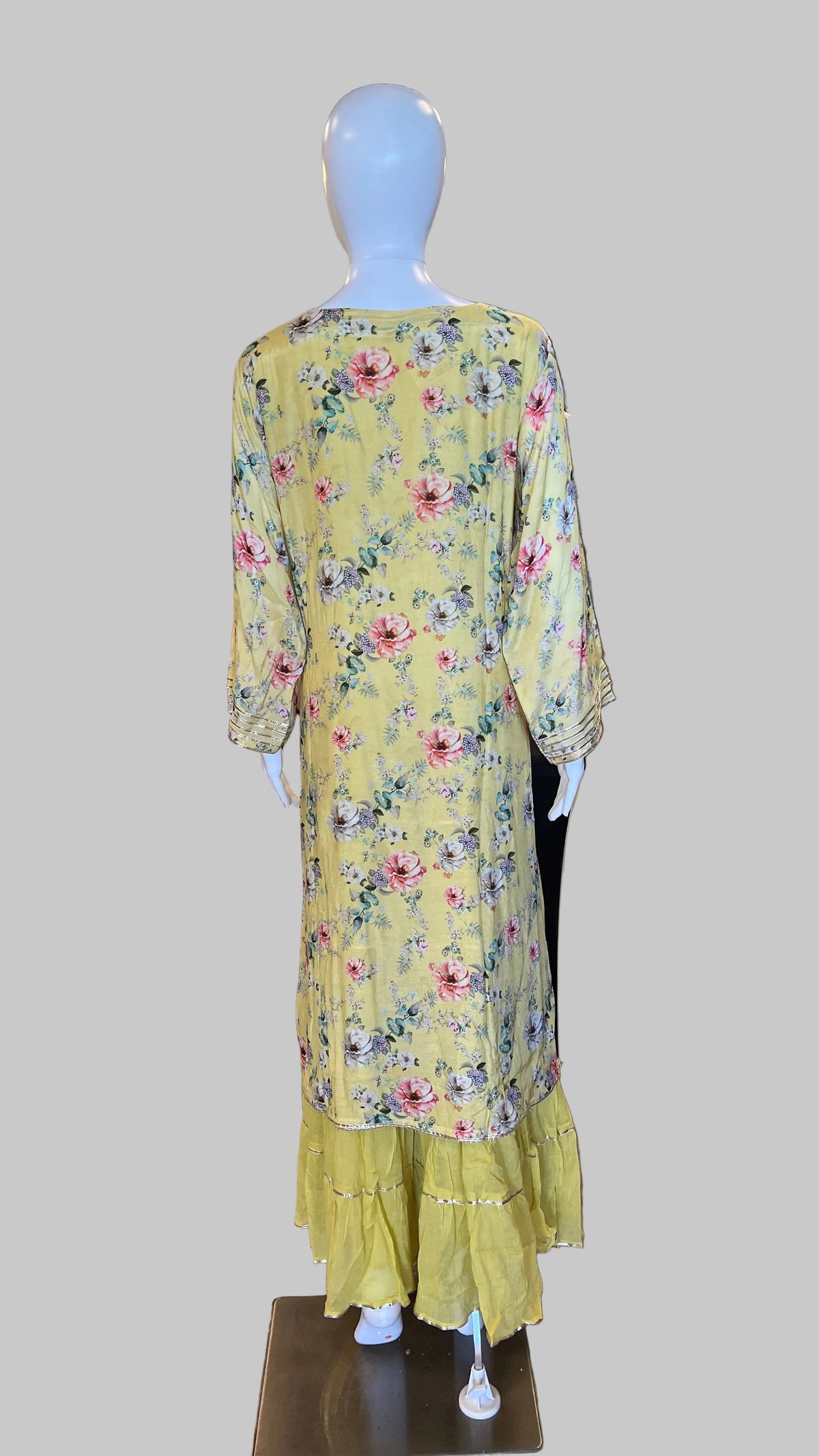 Yellow Floral Gown Set