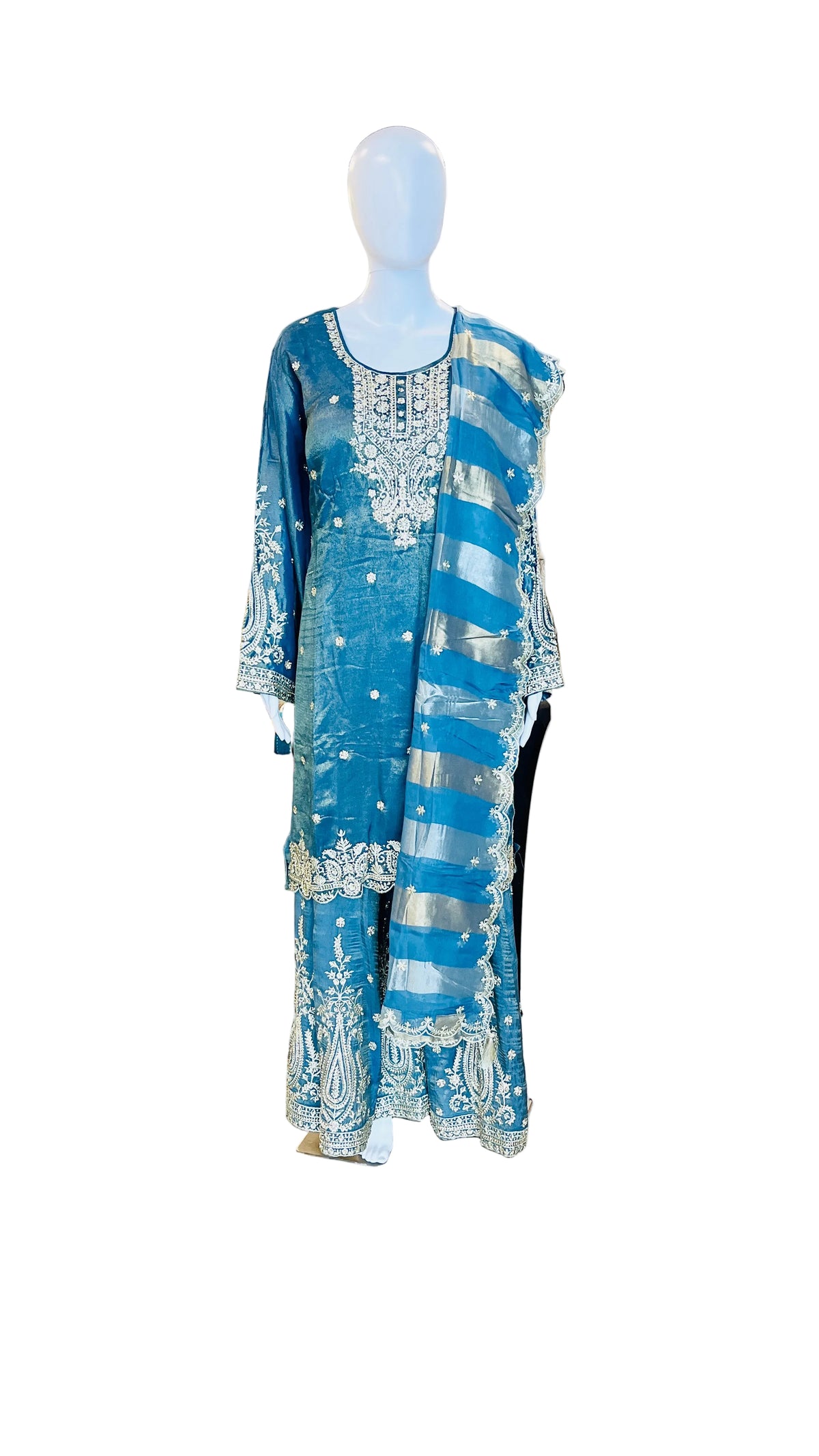 Teal Blue &nbsp;Color Sharara Set