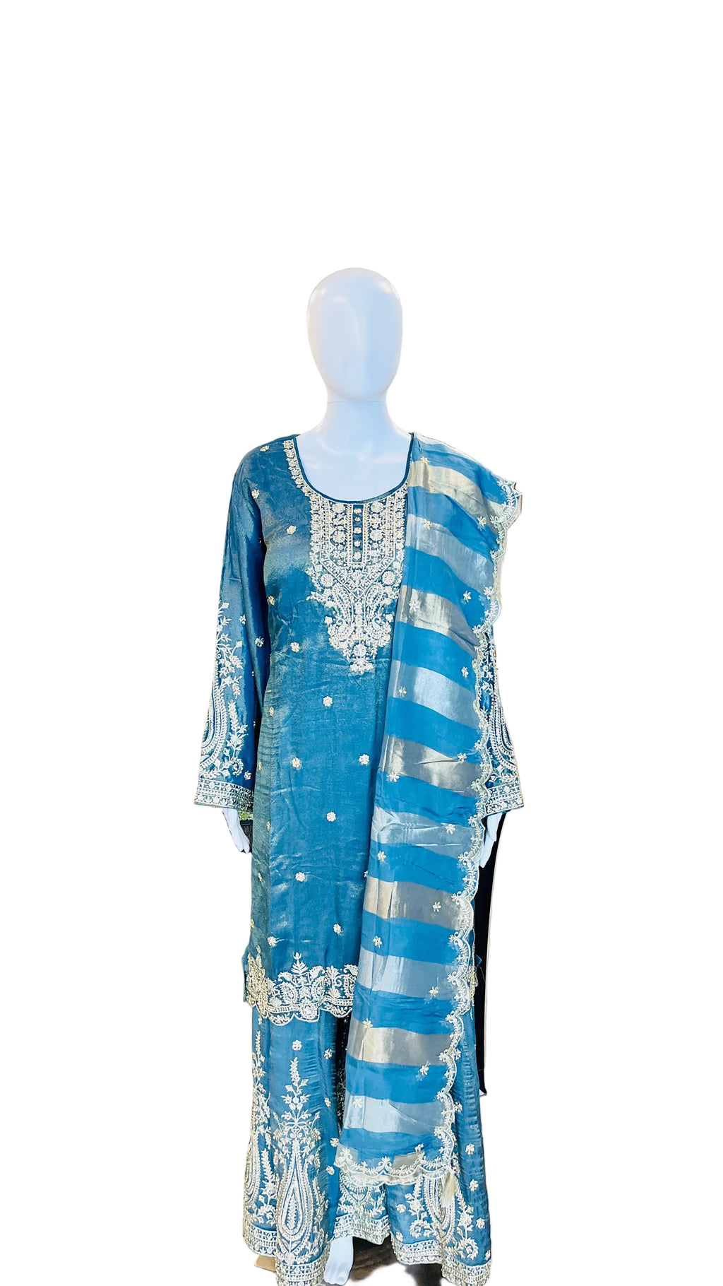Teal Blue &nbsp;Color Sharara Set