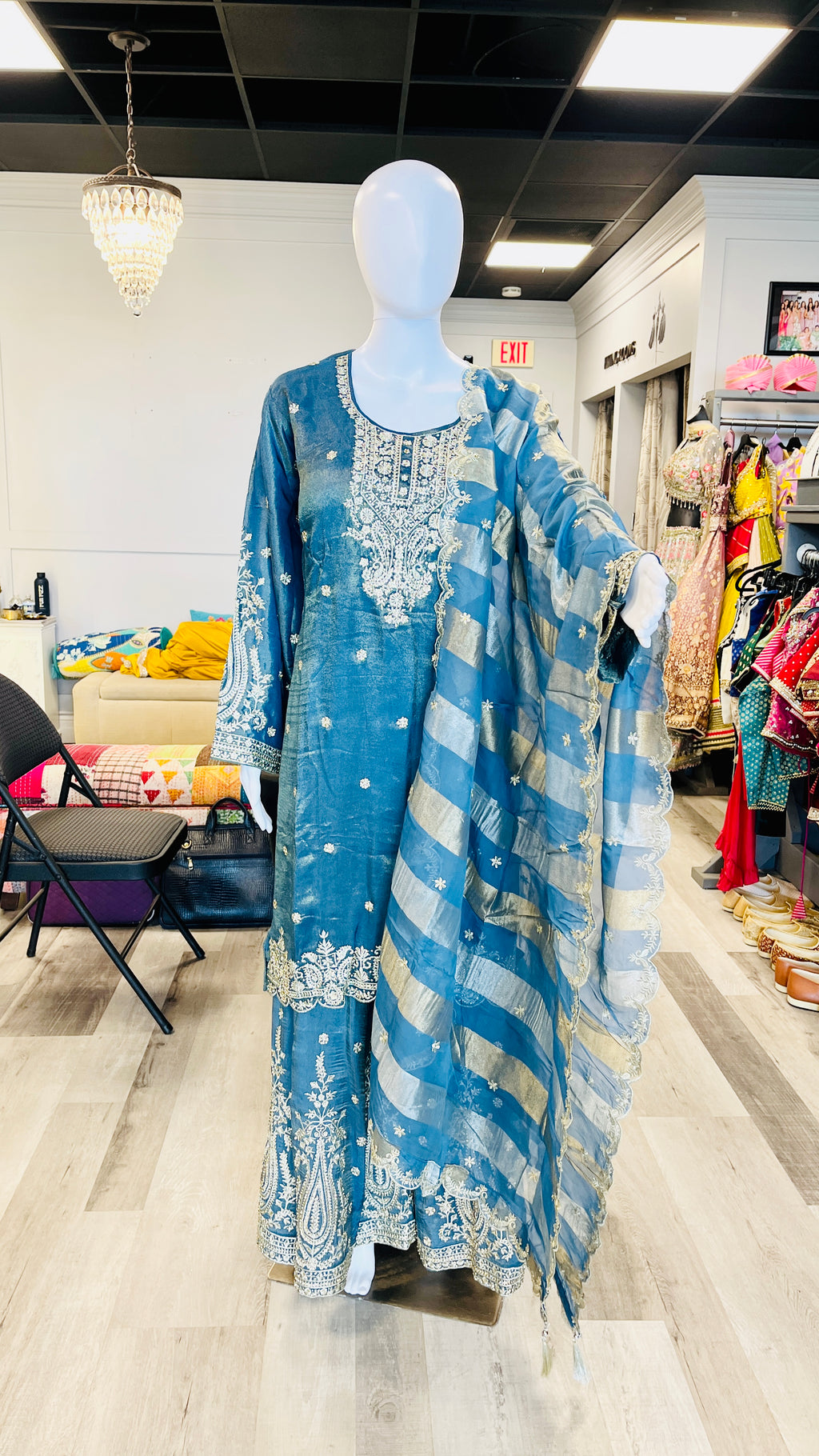 Teal Blue &nbsp;Color Sharara Set