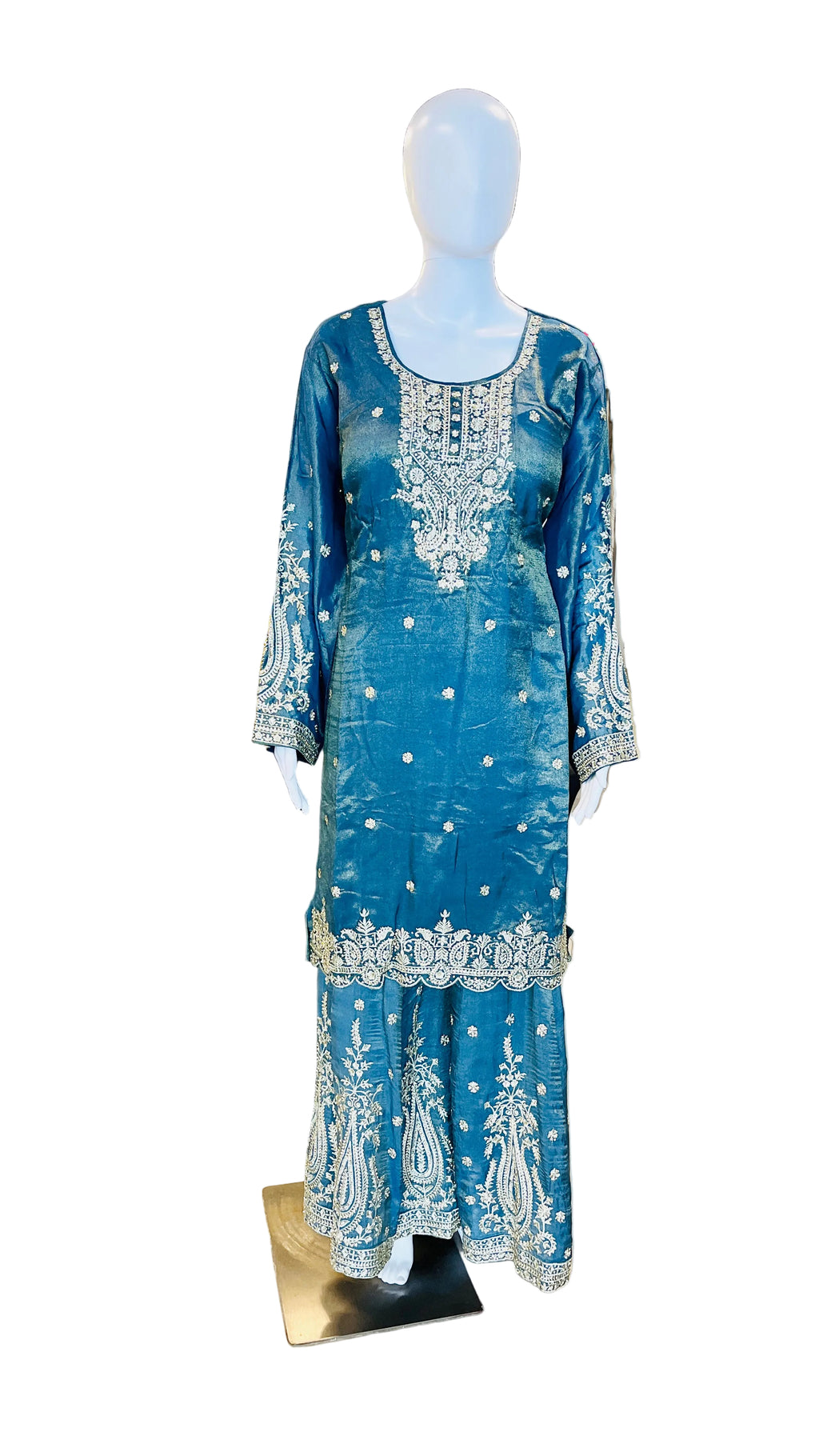 Teal Blue &nbsp;Color Sharara Set