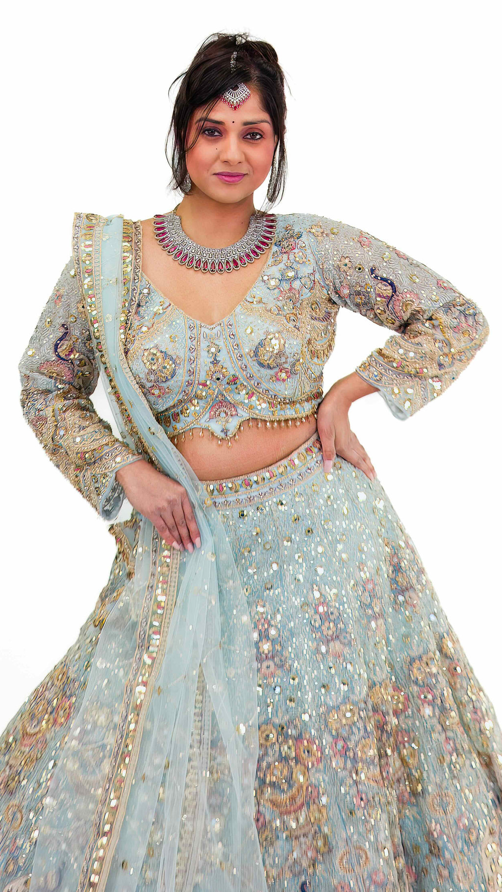 Light Blue Bridal Lehnga