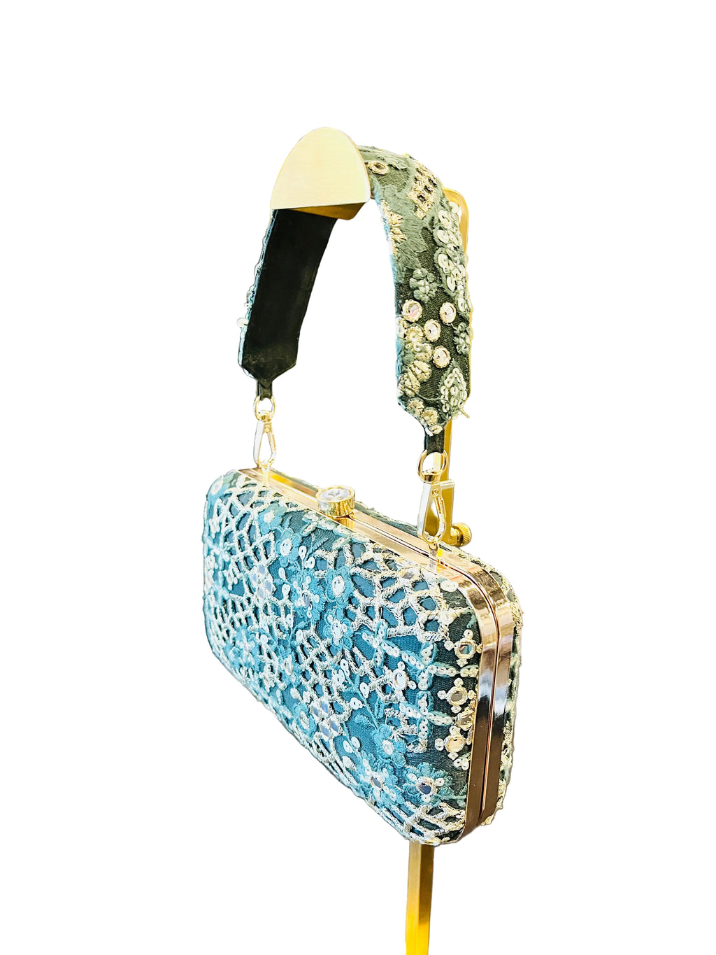 Indian Embroidered Clutch Dark Green