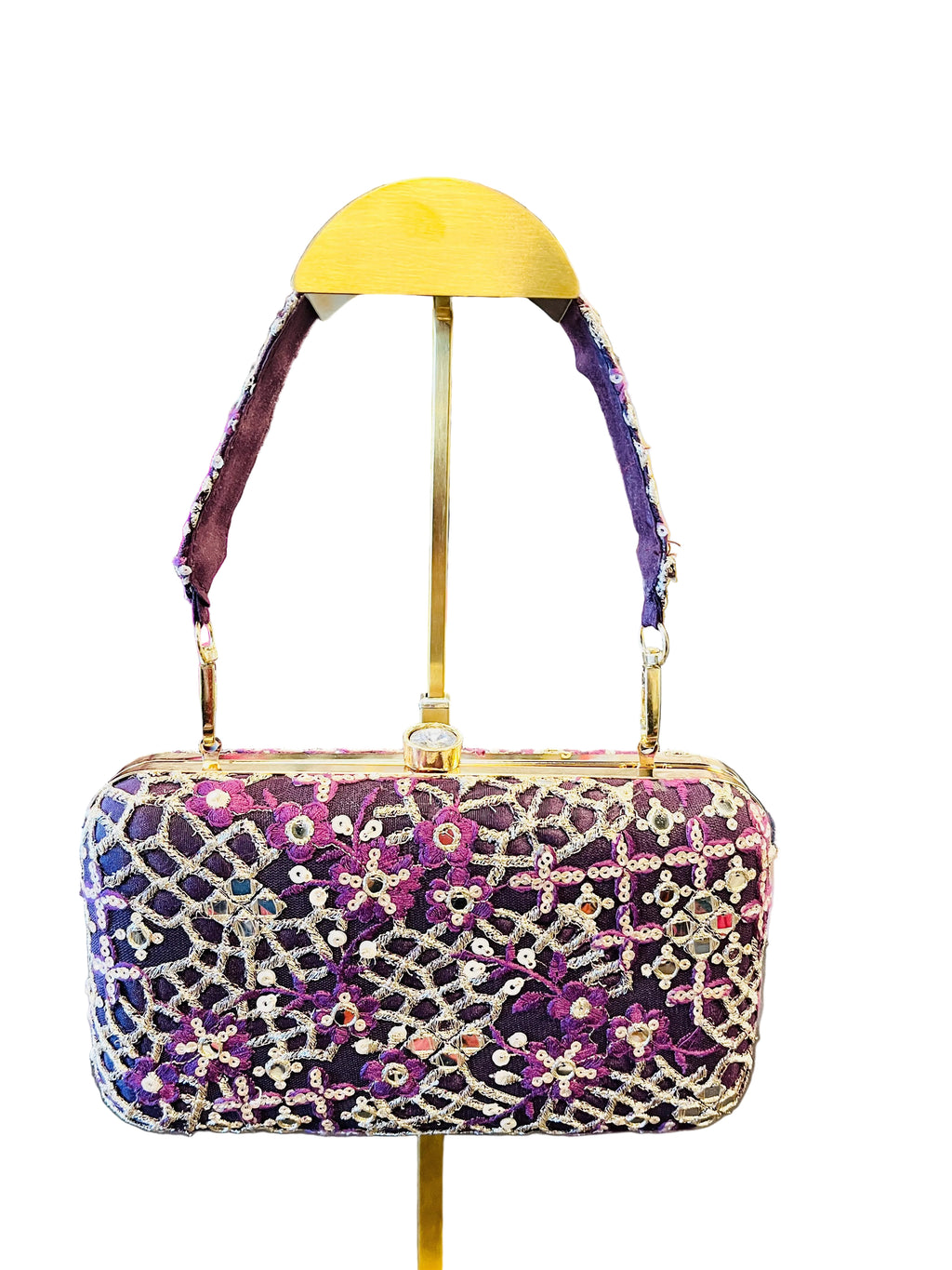 Indian Embroidered Clutch Purple