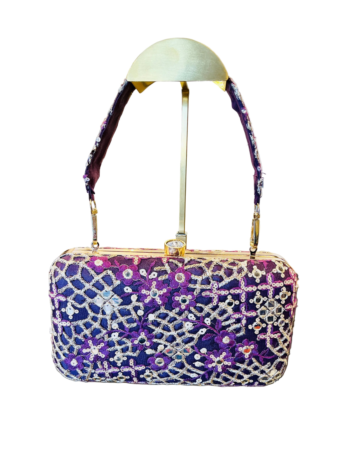 Indian Embroidered Clutch Purple