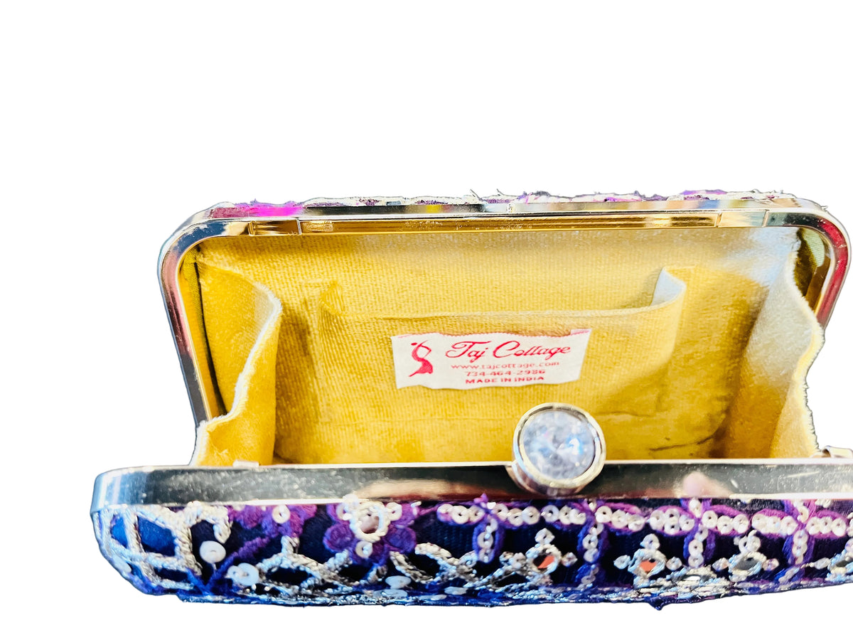 Indian Embroidered Clutch Purple