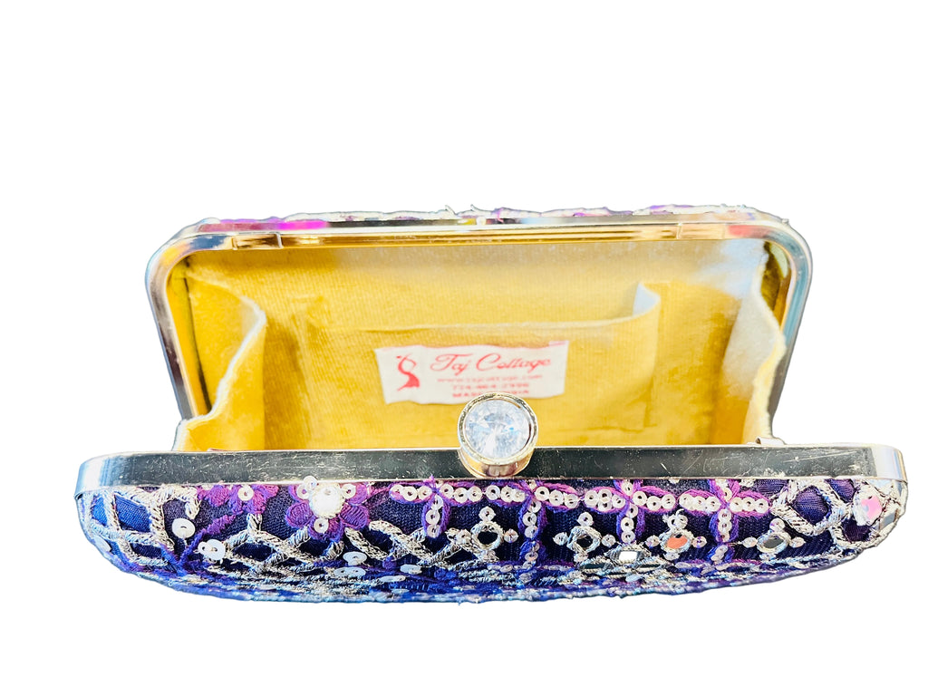 Indian Embroidered Clutch Purple