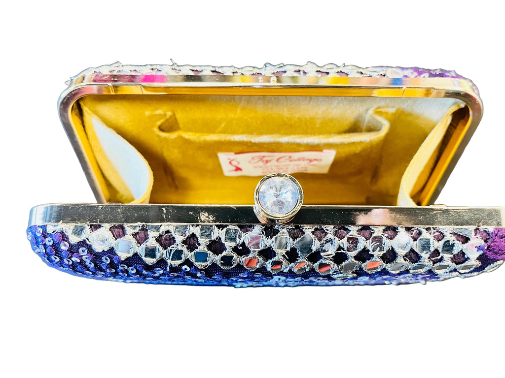 Indian Mirror Clutch Purple