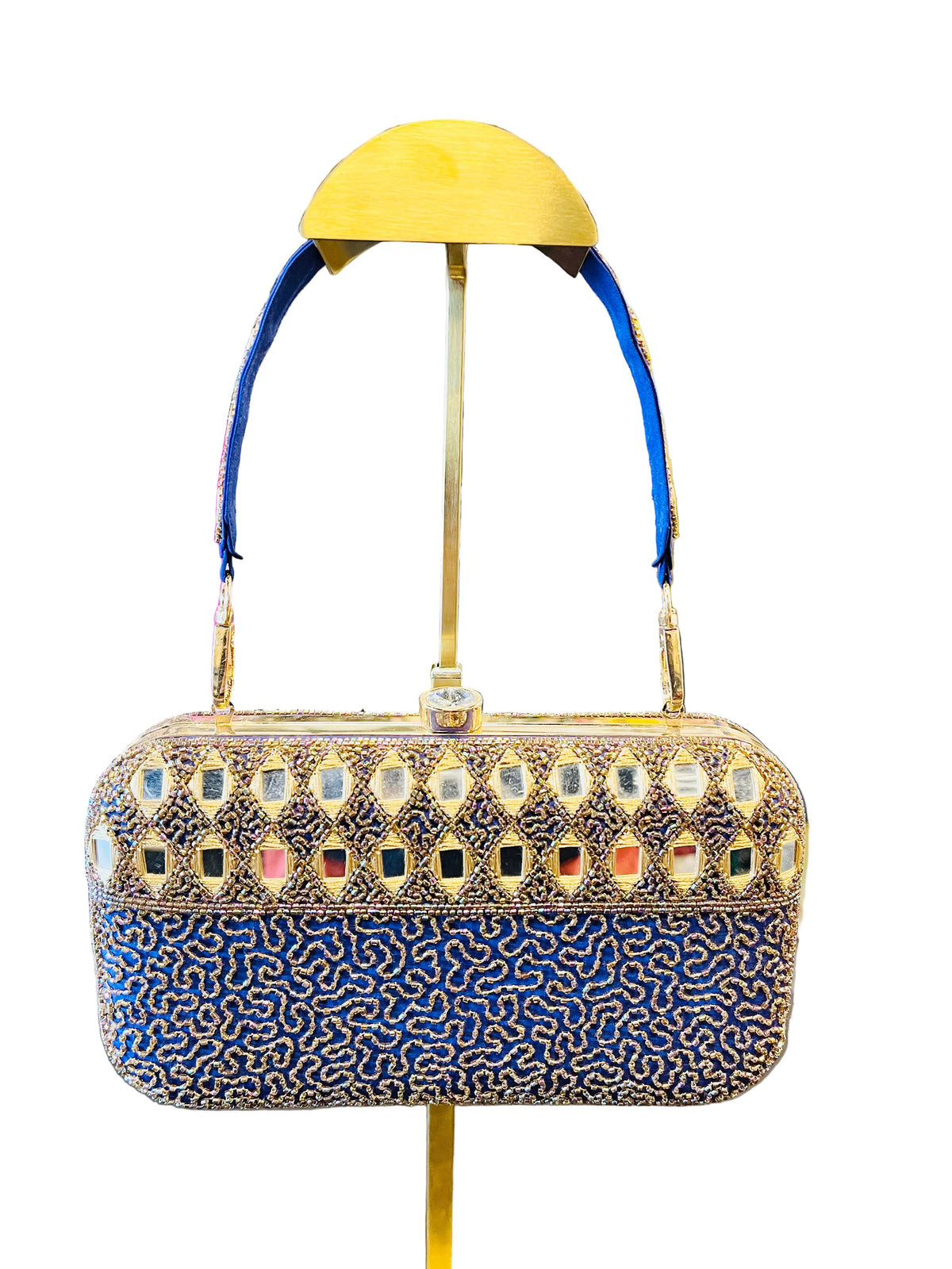 Indian Mirror Clutch Blue