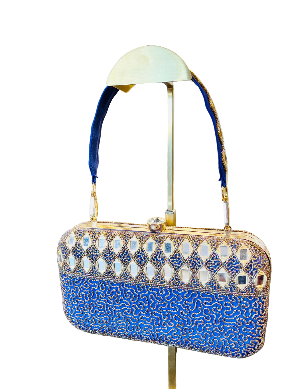Indian Mirror Clutch Blue