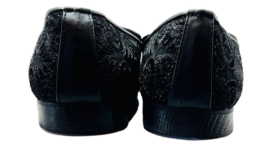 Fancy Black Silk Embroidered Shoes