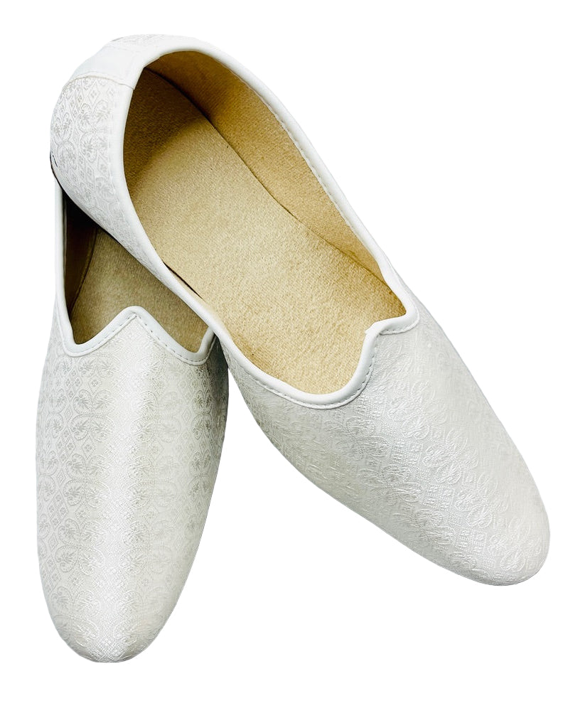 Fancy White Silk Shoes