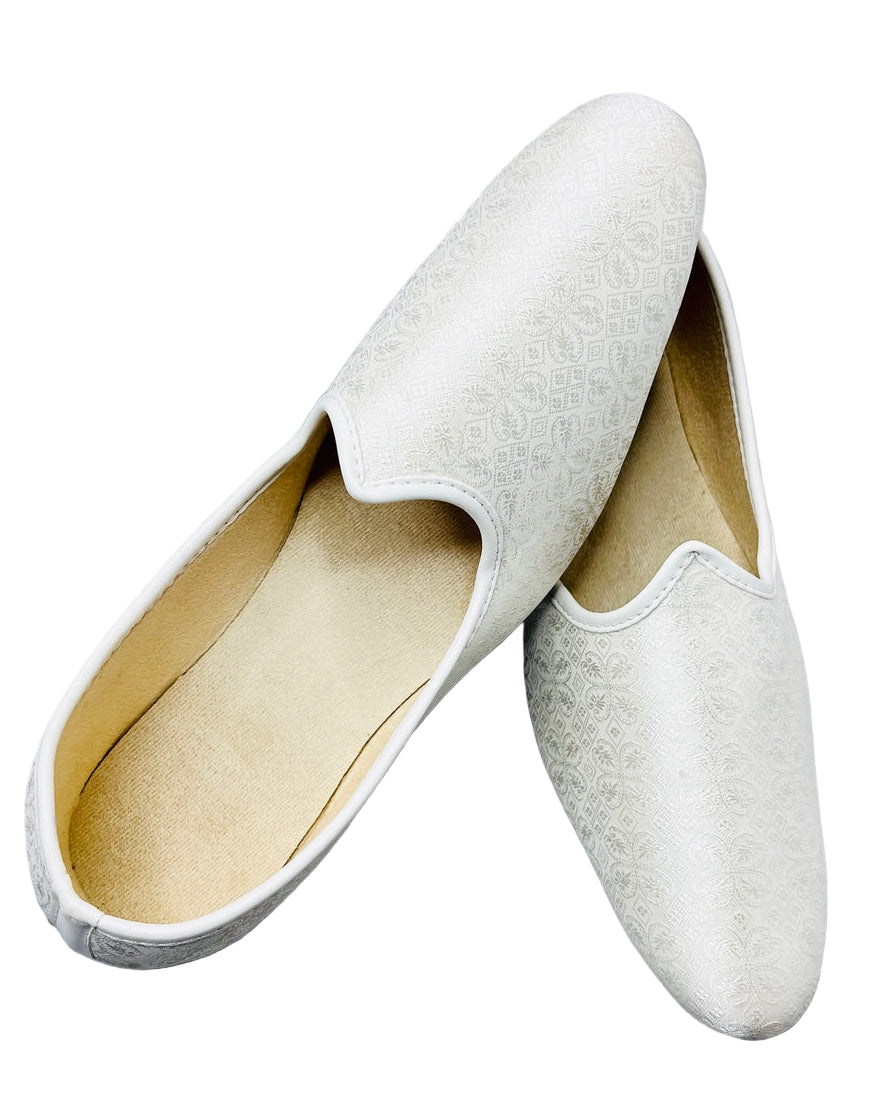 Fancy White Silk Shoes
