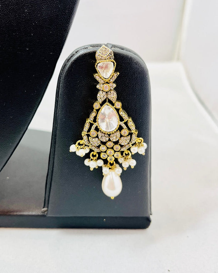 Kundan and Pearl Bridal Necklace and Tikka set