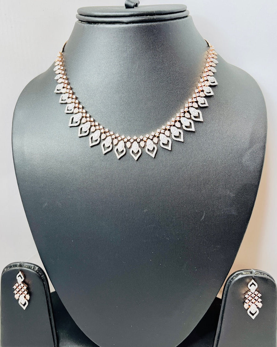 Rose Gold American Diamond Necklace Set