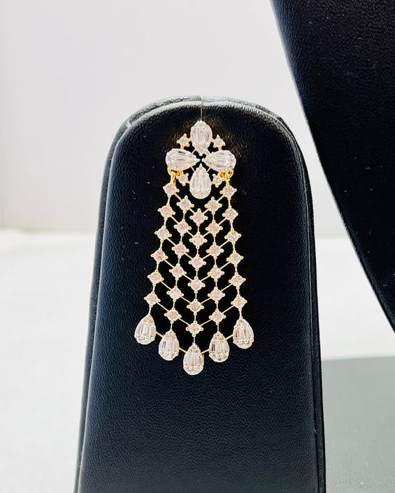 Golden American Diamond Necklace Set