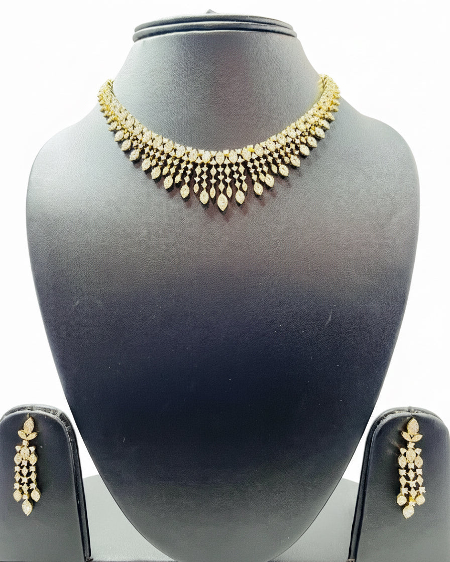 Gold American Diamond Necklace Set