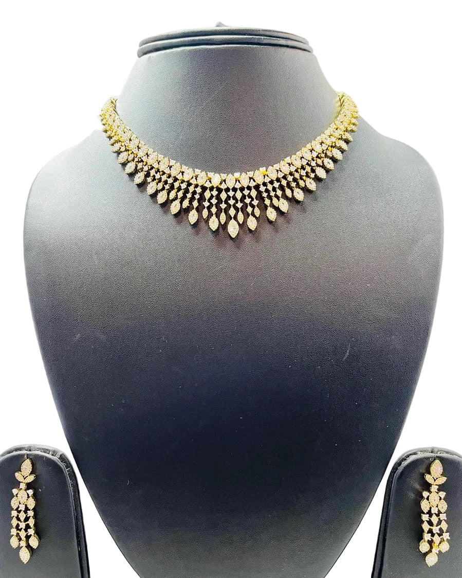 Gold American Diamond Necklace