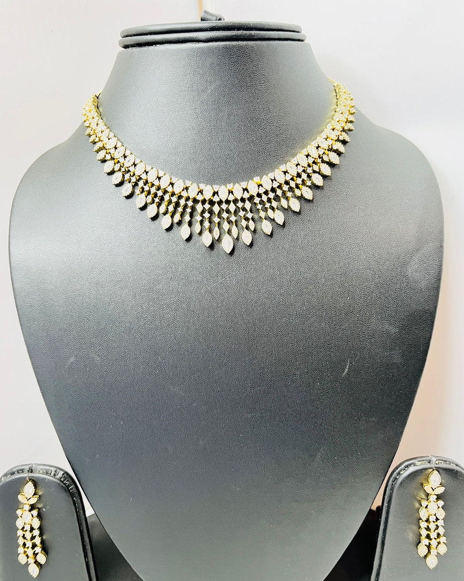 Gold American Diamond Necklace