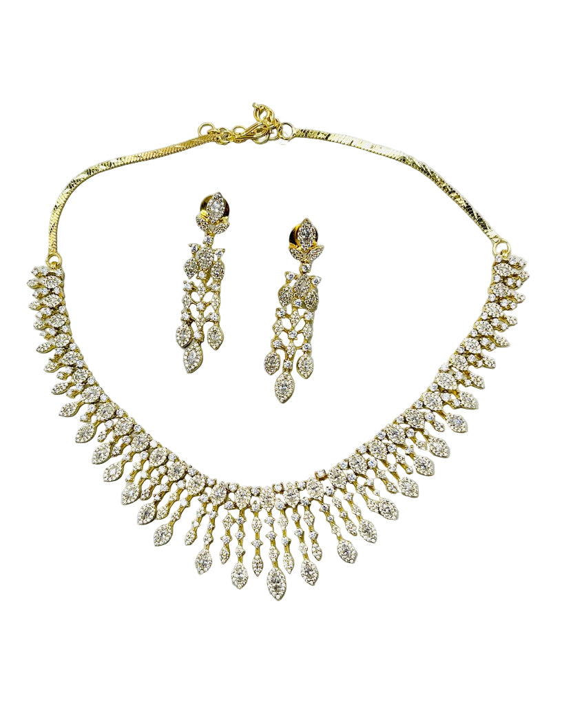 Gold American Diamond Necklace Set