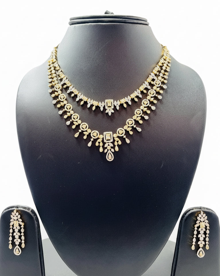 Double Layered American Diamond Necklace Set