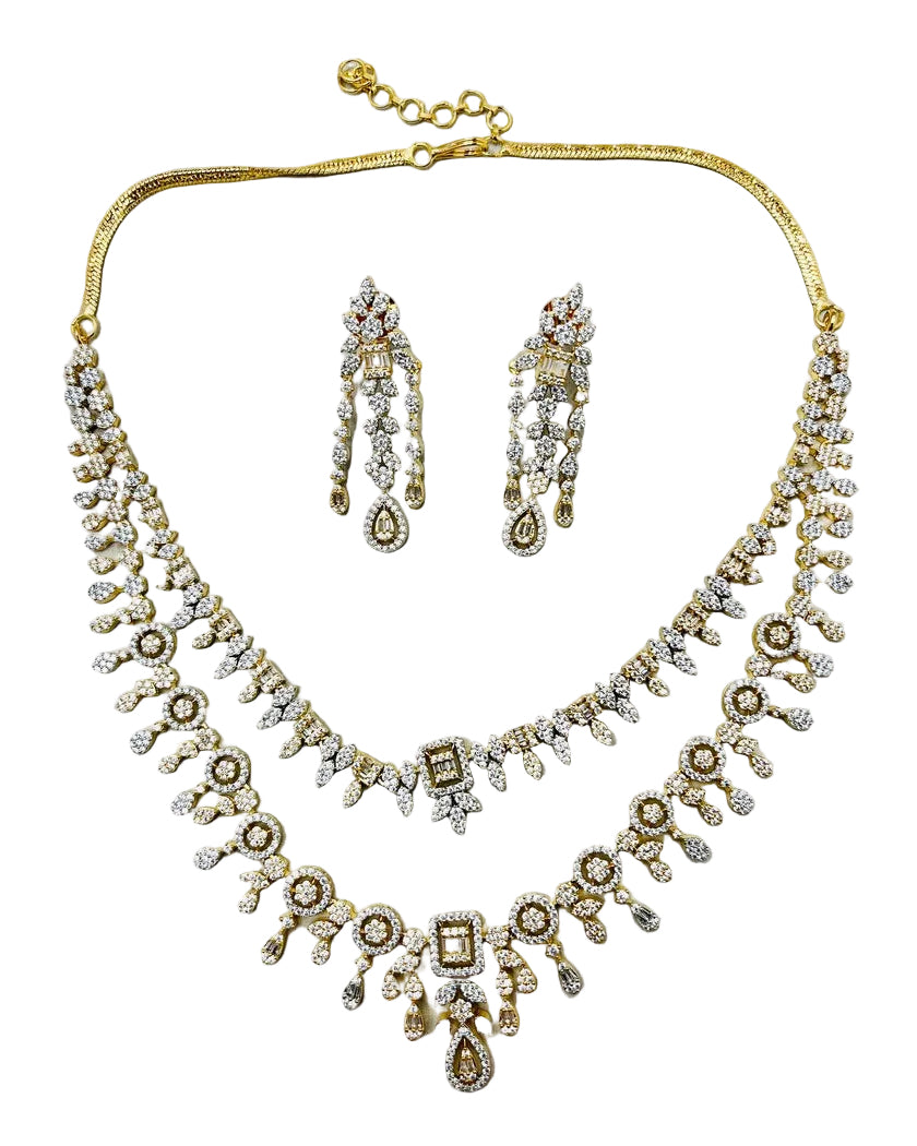 Double Layered American Diamond Necklace Set