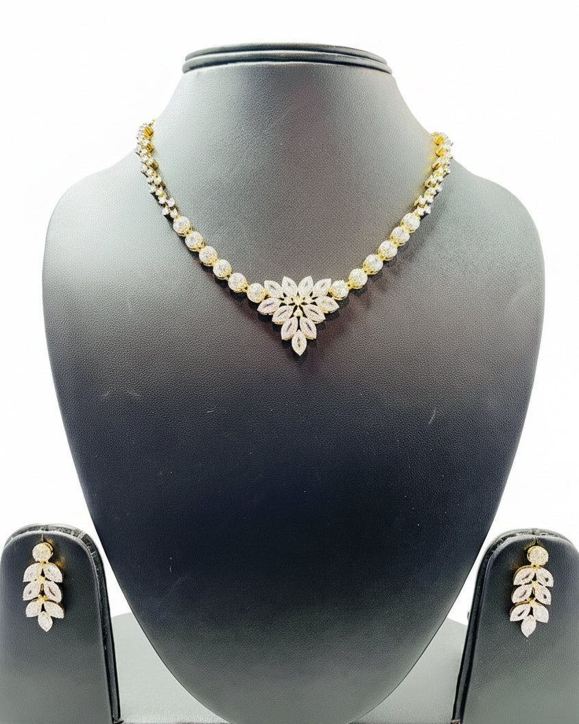Gold American Diamond Necklace Set