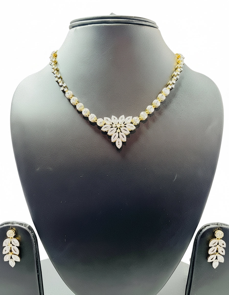 Gold American Diamond Necklace Set