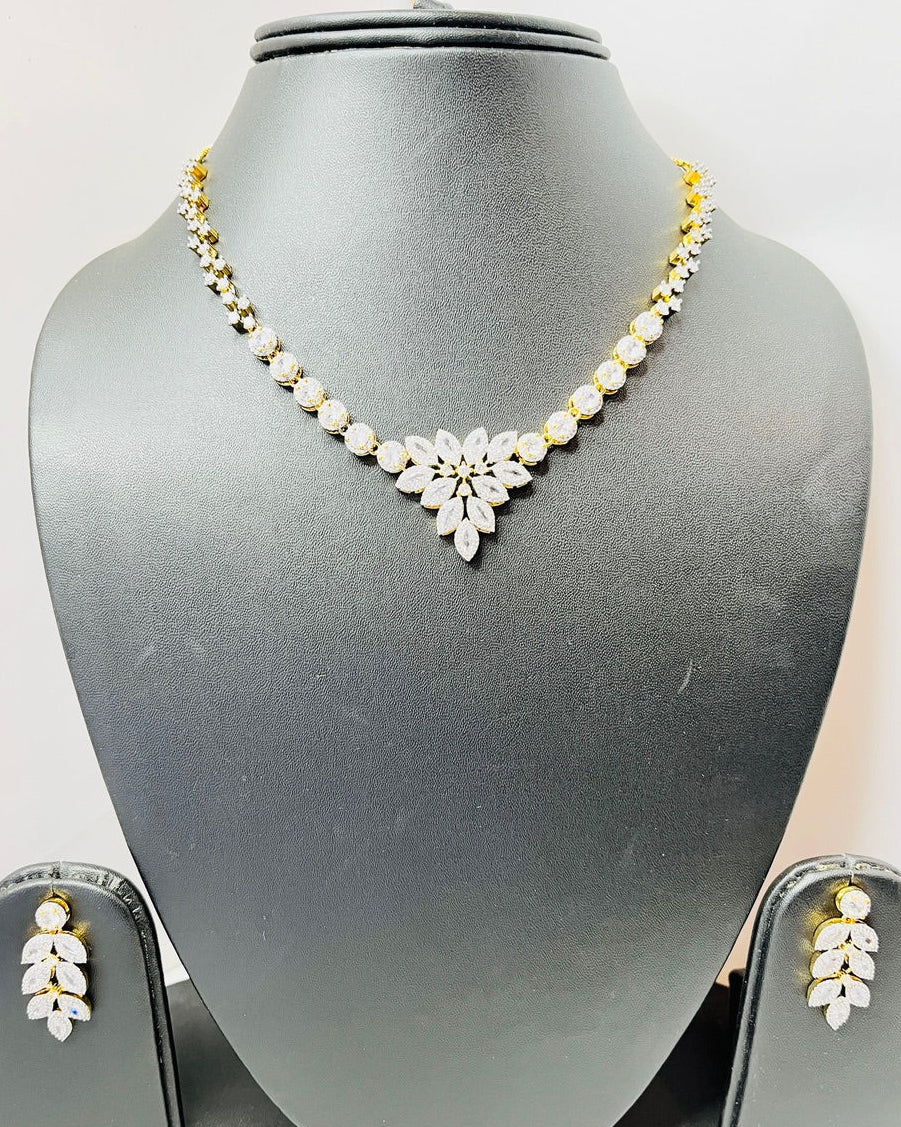 Gold American Diamond Necklace Set