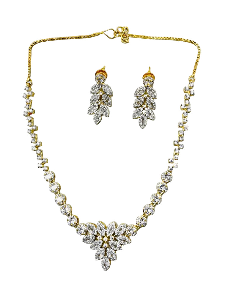 Gold American Diamond Necklace Set