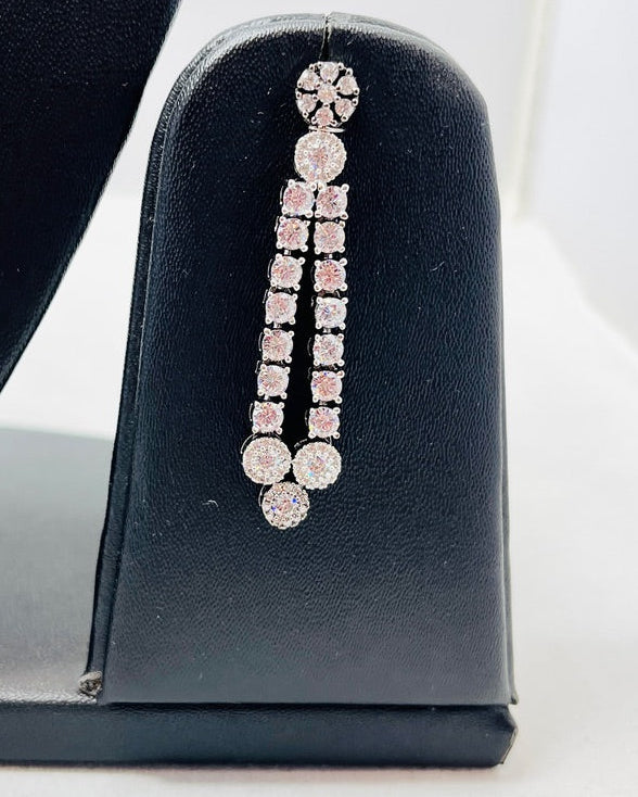 Double-Layered American Diamond Silver Necklace Set