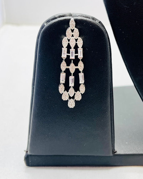 Silver American Diamond Necklace and Earring Set