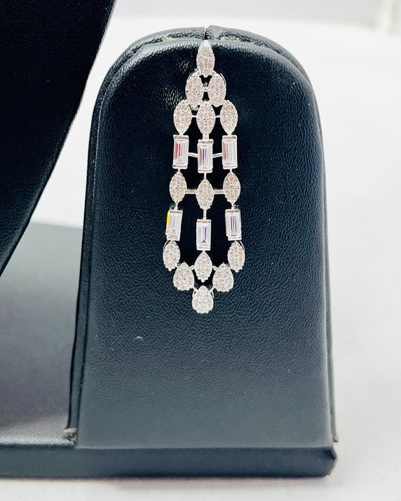 Silver American Diamond Necklace and Earring Set