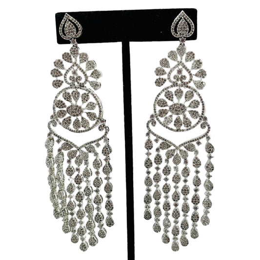 American Diamond and Silver Earrings