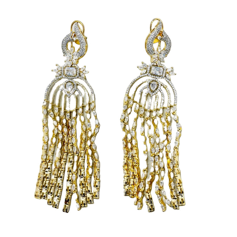 Fancy Gold Rhinestone Earrings